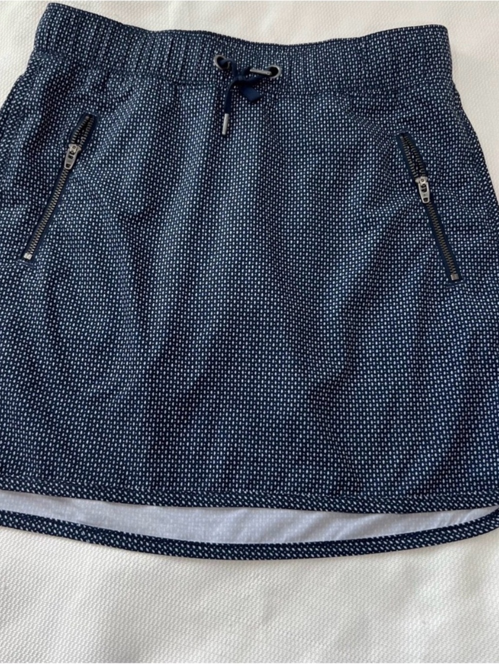 Athleta Navy Microdot Drawstring Skort